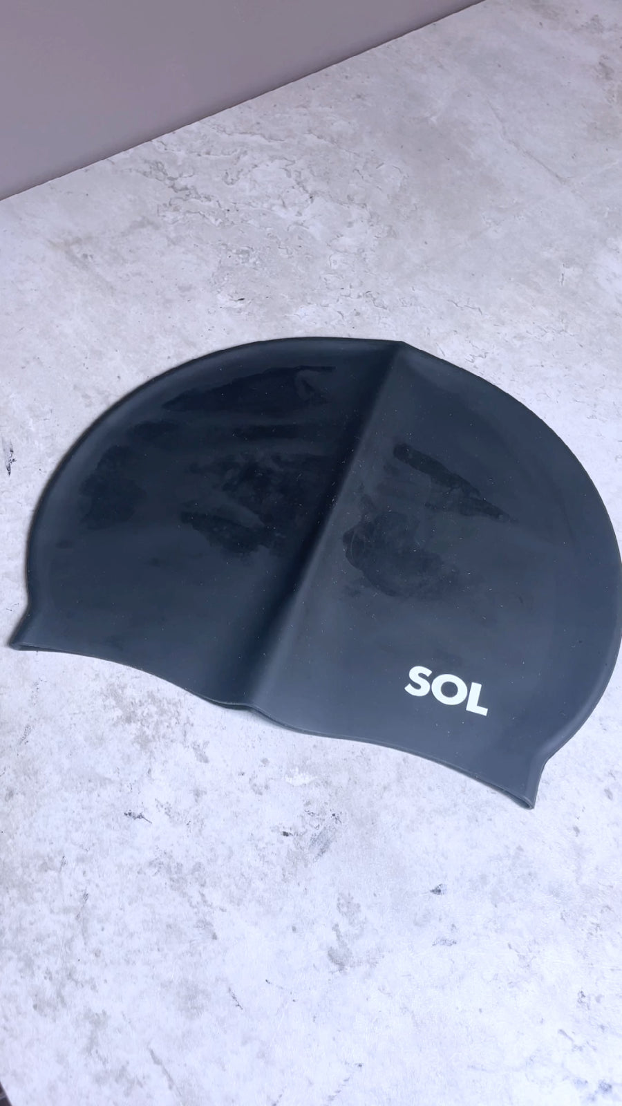 Black Swimming Cap Silicone Adult Mens Womens Large Waterproof Pool Swim Hat