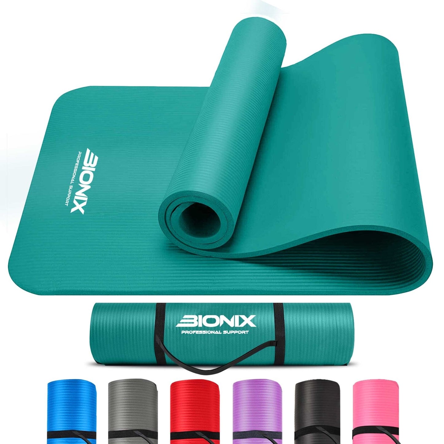 Yoga Mat Thick 10Mm Non Slip Gym Exercise Fitness Pilates Carry Strap NBR 183X62