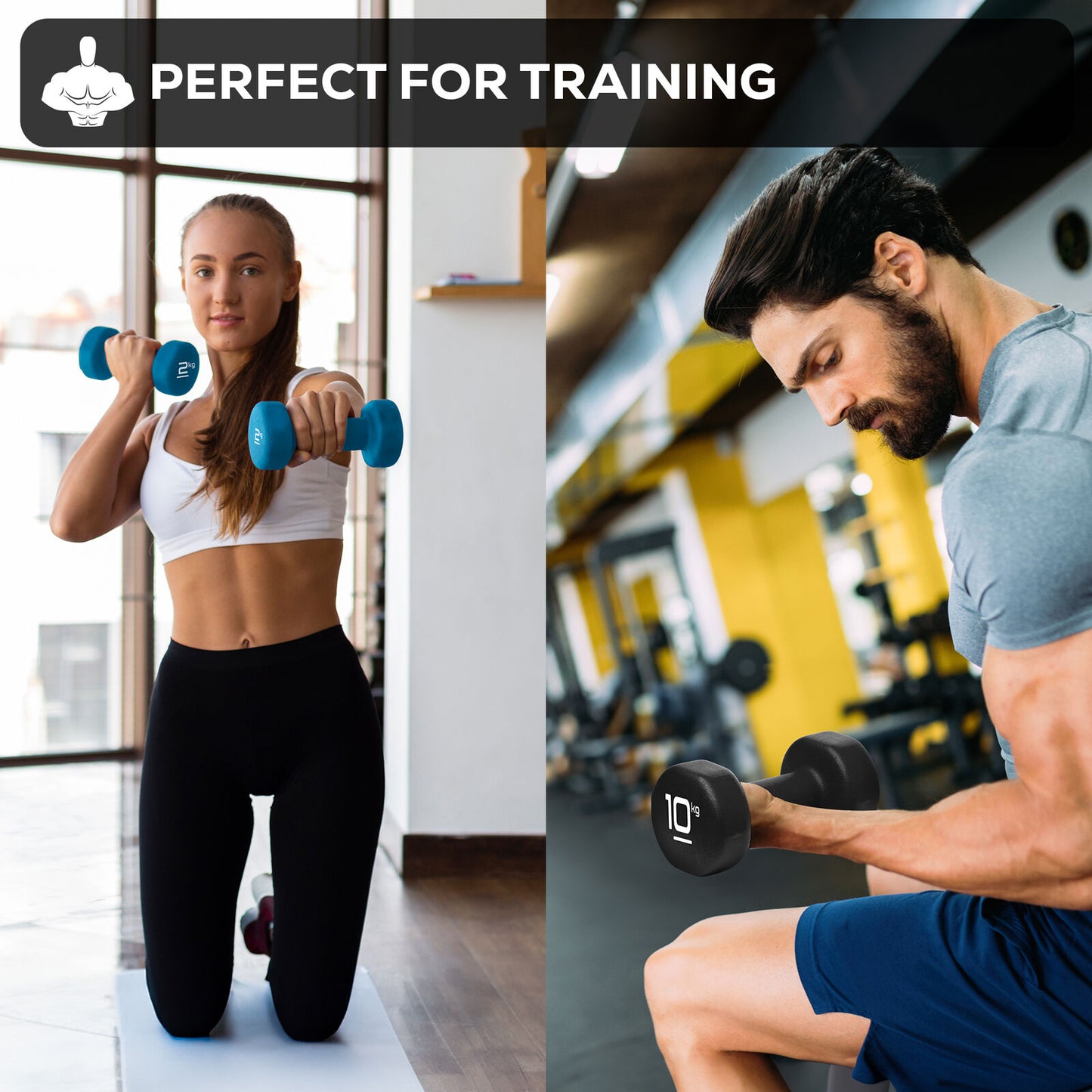 Neoprene Dumbbells Hand Weights Pair Exercise Iron Set Home Gym Fitness Aerobic