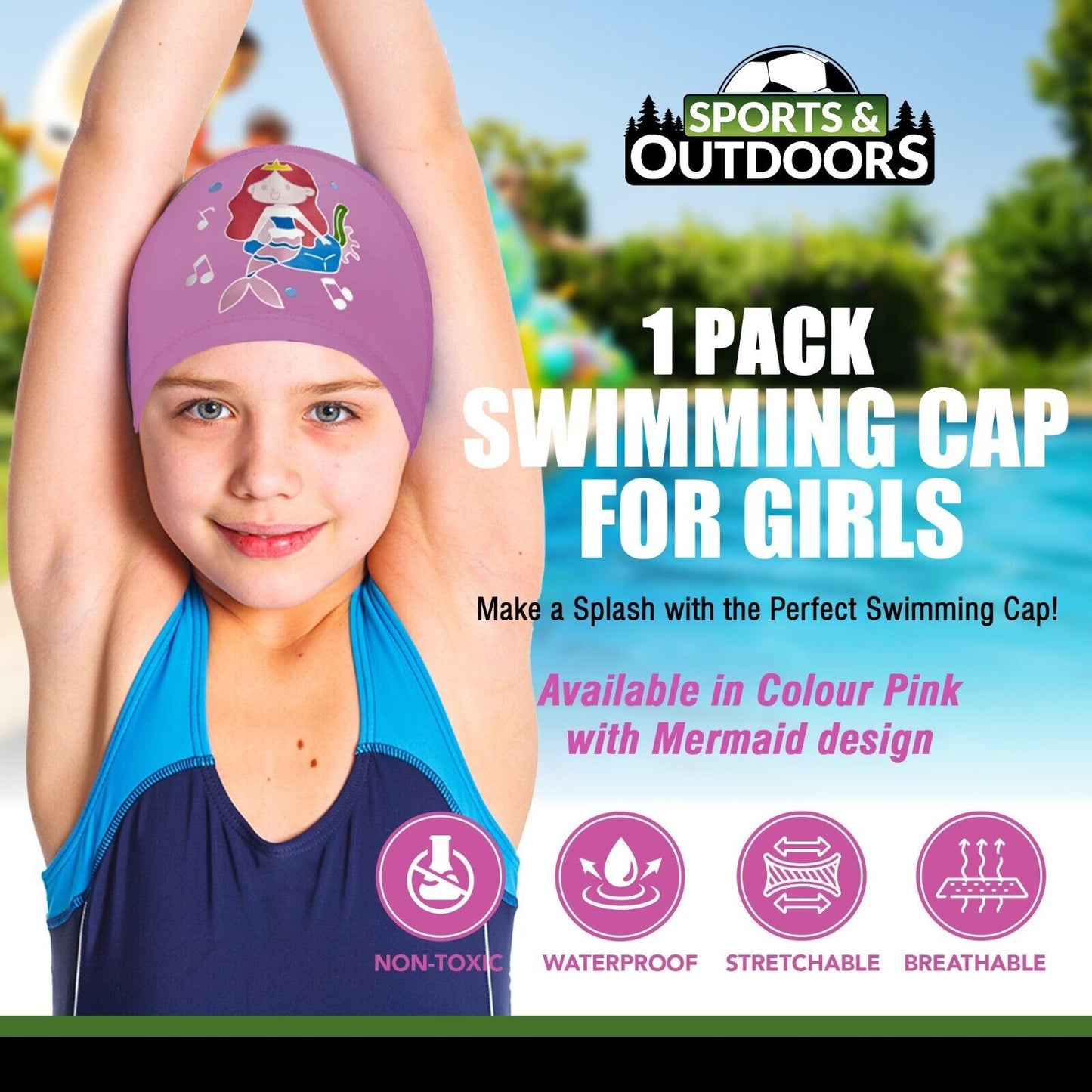 Kids Swimming Cap | Girls Boys Unisex Swim Pool Hat Waterproof Silicone Durable